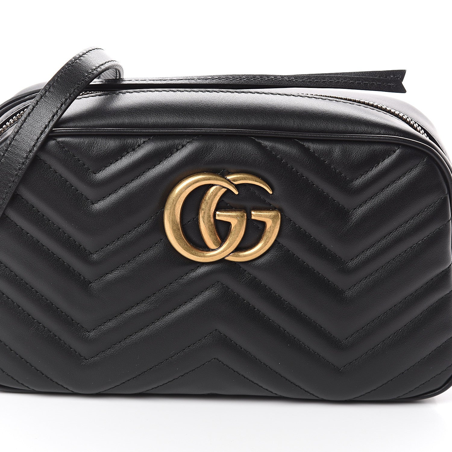 Gucci Calfskin Matelasse Small GG Marmont Chain Shoulder Bag Black 6 of 8