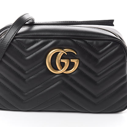 Gucci Calfskin Matelasse Small GG Marmont Chain Shoulder Bag Black 6 of 8