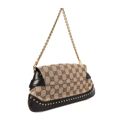 Gucci Monogram Studded Small Horsebit Clutch Dark Brown 3 of 10