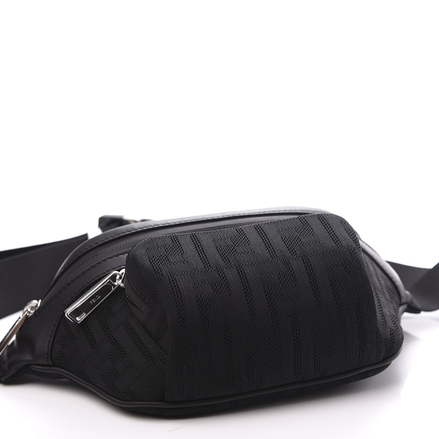 Fendi Neoprene Mesh Vitello Grace FF Pocket Belt Bag Black 3 of 10