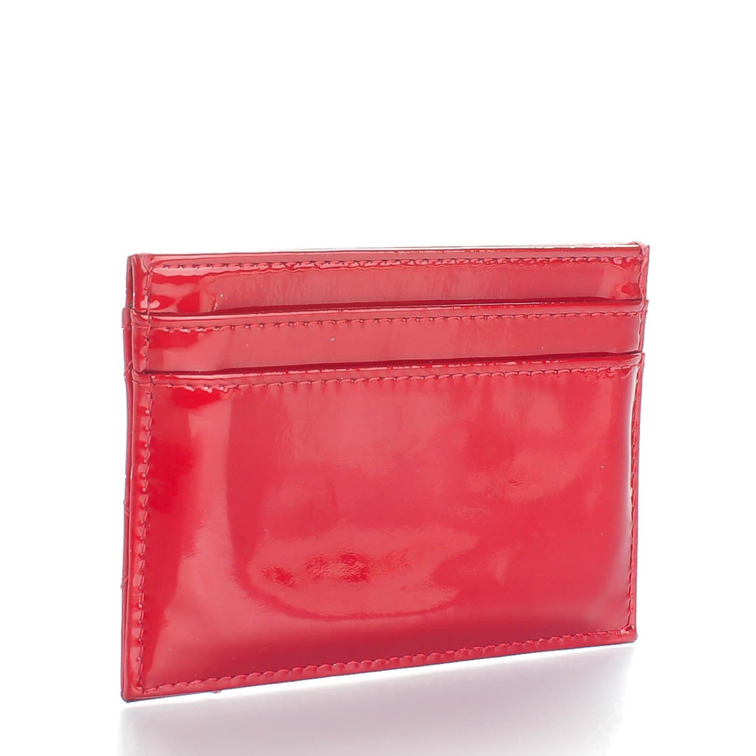 Chanel Patent Quilted Brilliant Card Holder Red 3 of 8