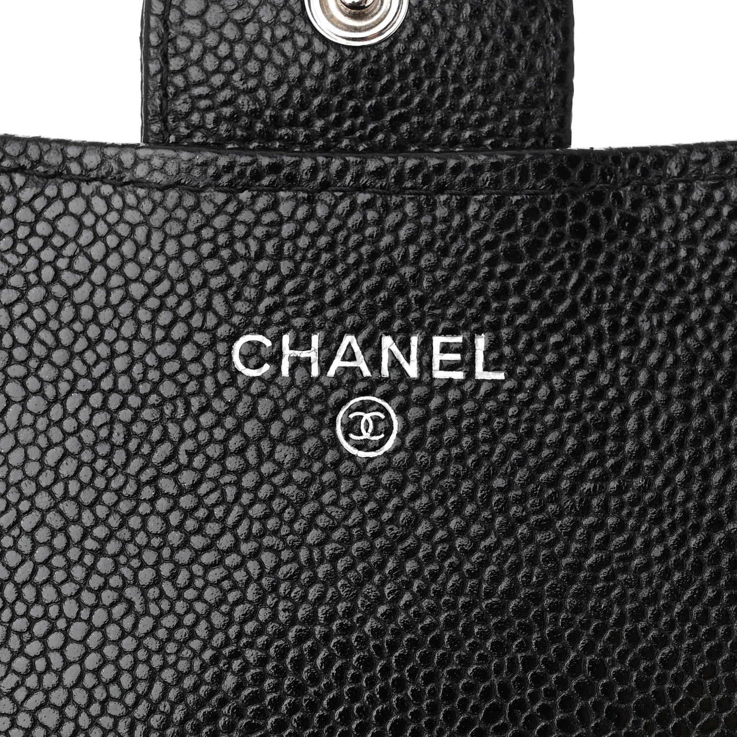 Caviar Quilted Phone Holder Wallet on Removable Chain Black