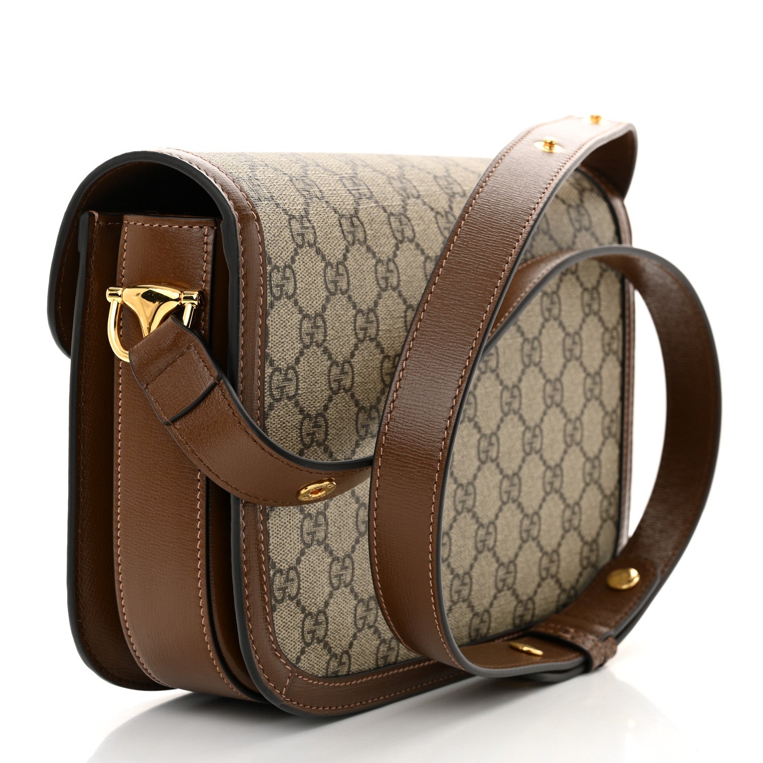 Gucci GG Supreme Monogram Horsebit 1955 Shoulder Bag Beige Brown Sugar 3 of 10