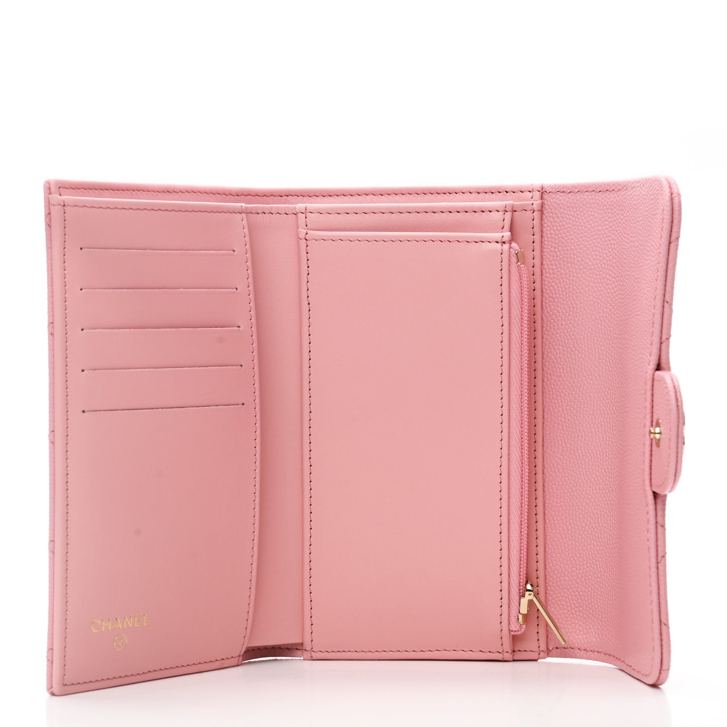 Caviar Quilted Medium Flap Wallet Pink
