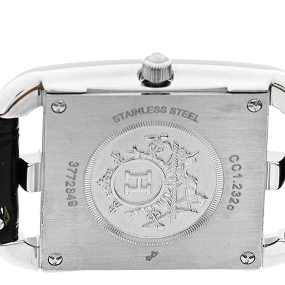 Hermes Stainless Steel Alligator Diamond Bezel 23mm Cape Cod Quartz Watch Noir 4 of 5