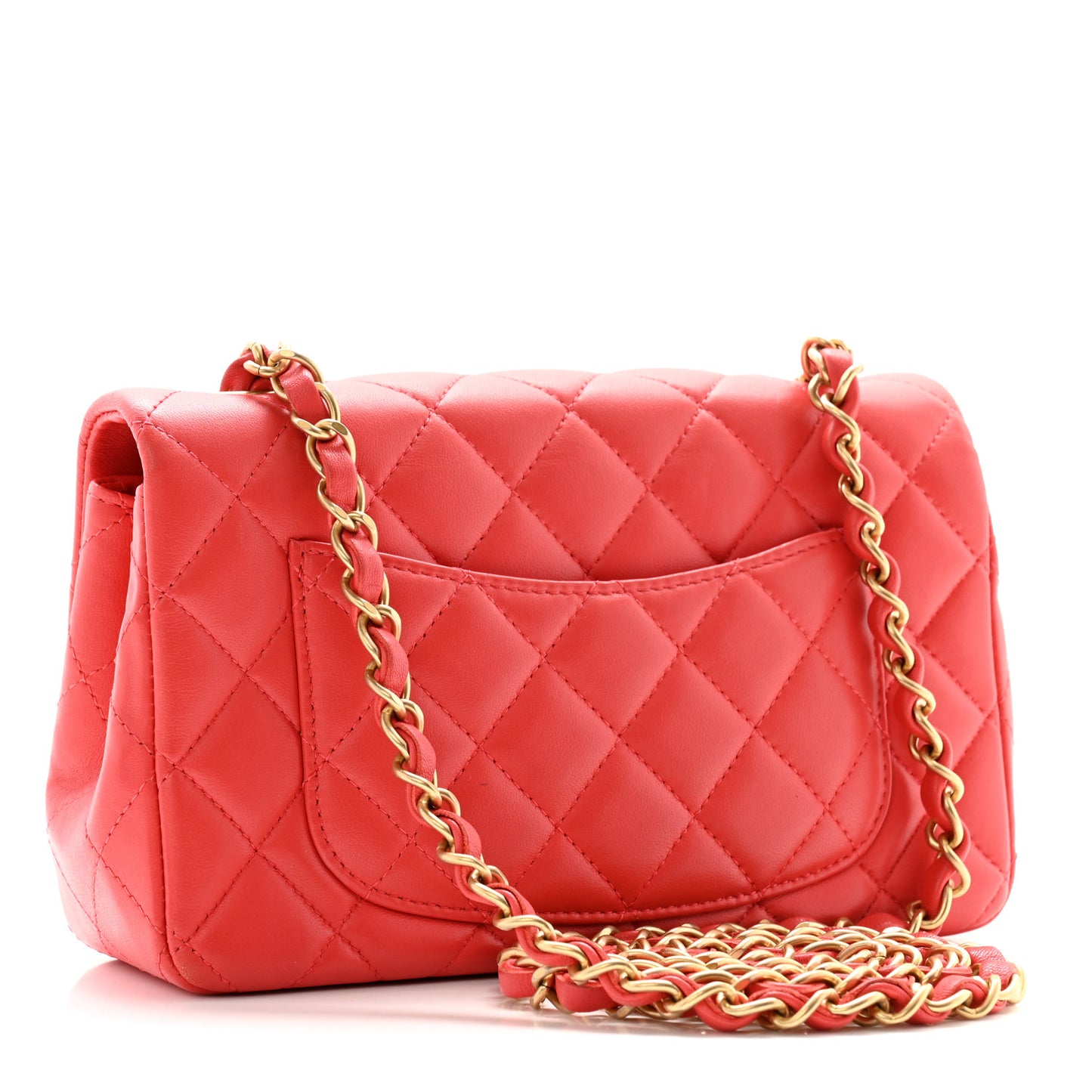 Lambskin Quilted Mini Rectangular Flap Red