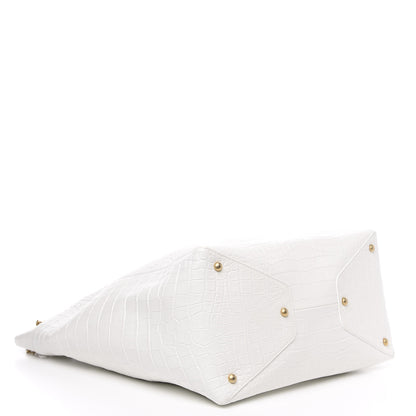 Chanel Calfskin Crocodile Embossed Large Cocodile Shopping Tote White 4 of 9