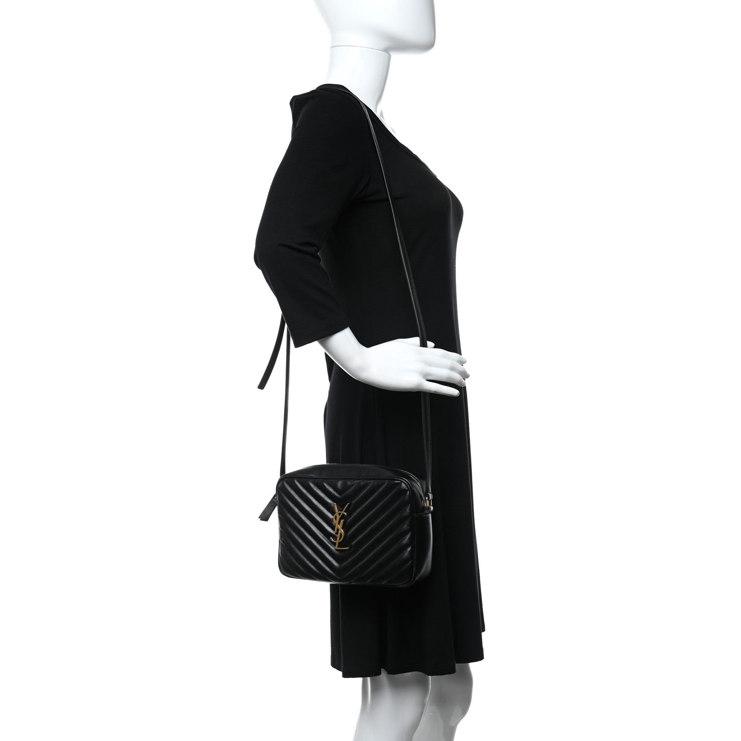 Saint Laurent Calfskin Matelasse Monogram Lou Camera Bag Black 2 of 11