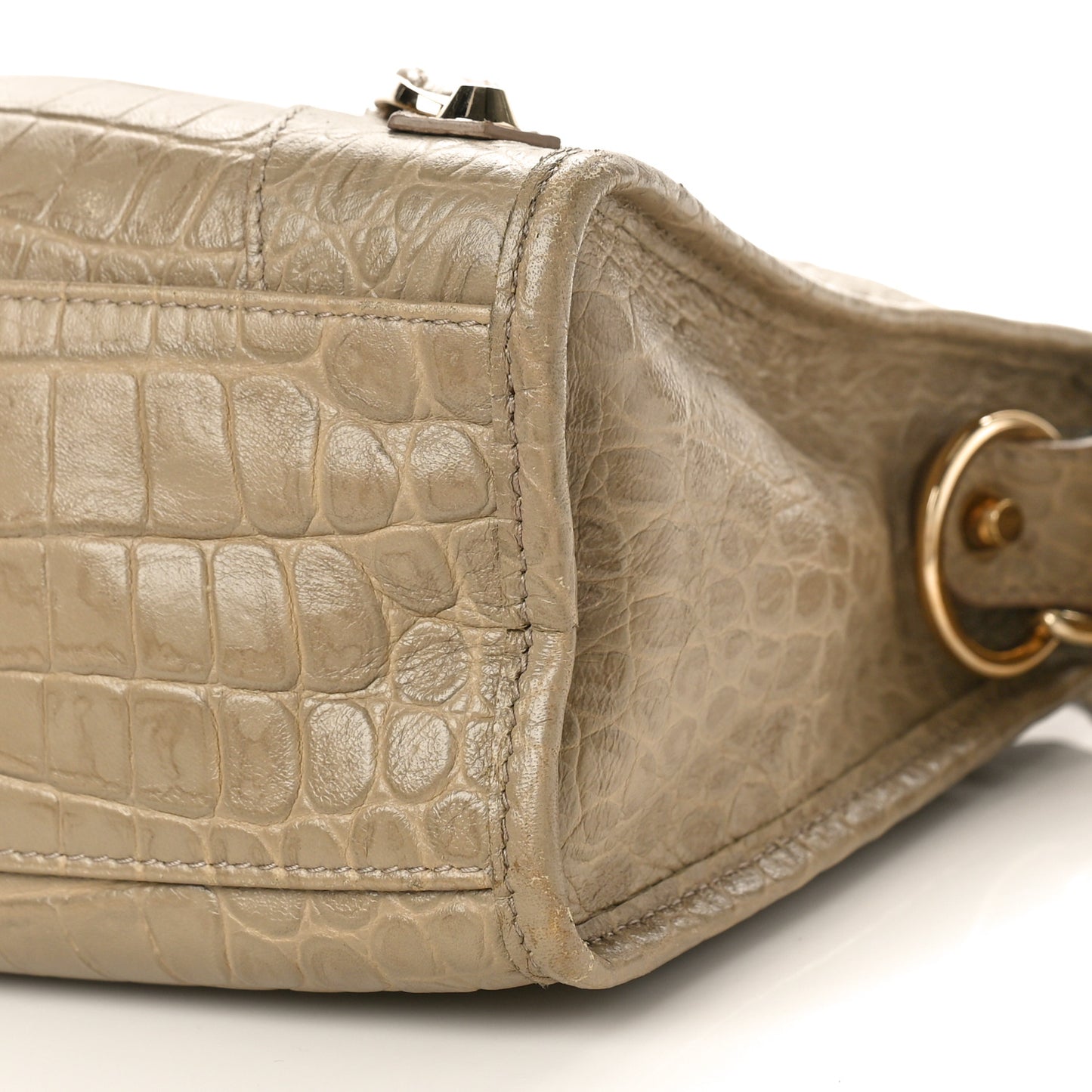 Calfskin Crocodile Embossed Classic Gold Hardware S City Beige Latte