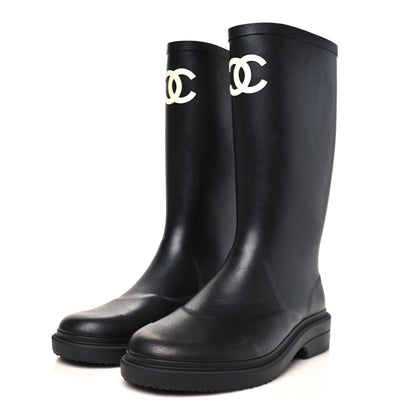 Chanel Caoutchouk CC High Boots 40 Black 4 of 9