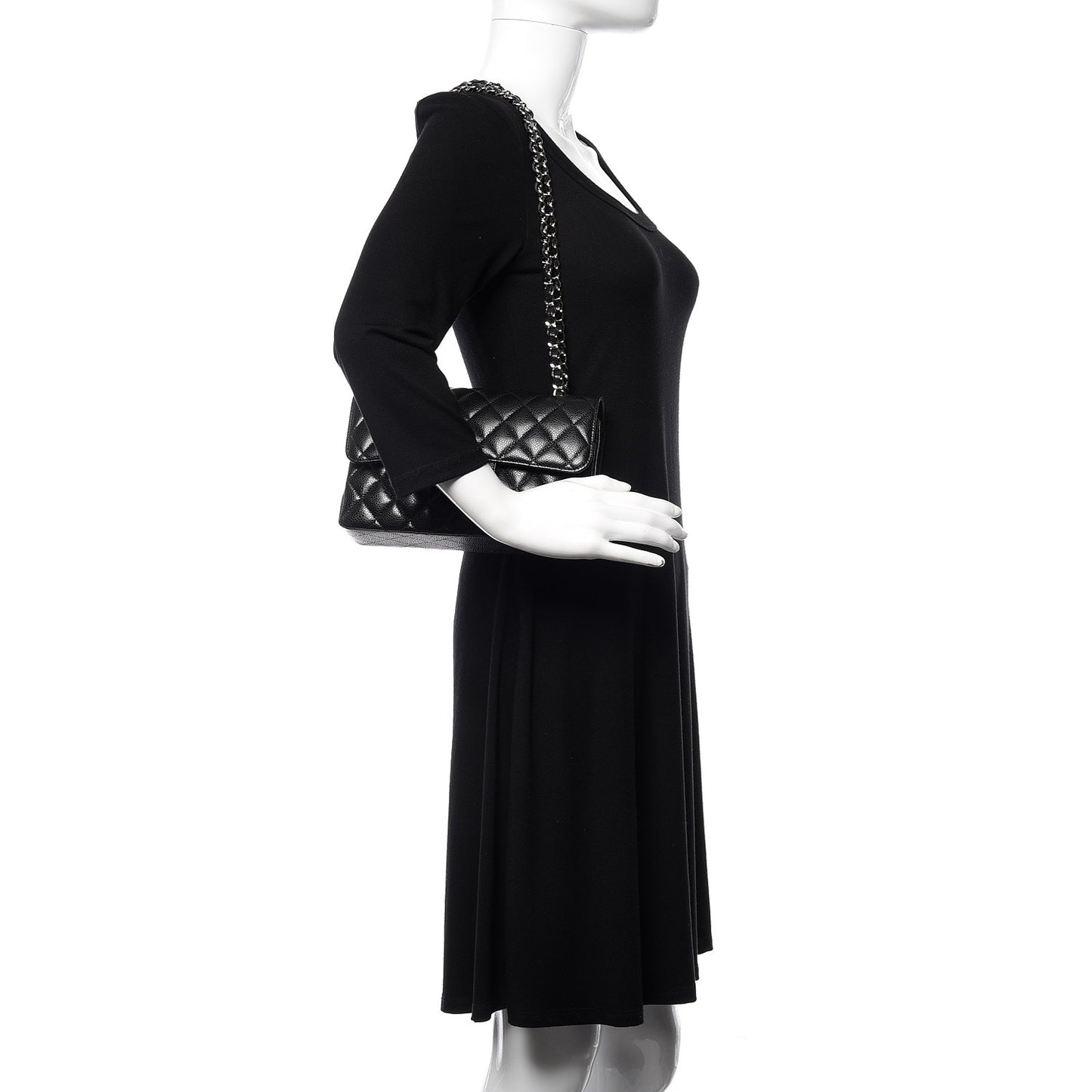Caviar Quilted Small Double Flap Black