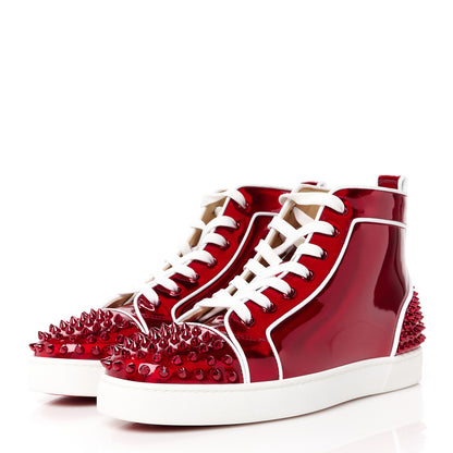 Christian Louboutin Metallic Patent Psychic Nappa Mens Lou Spikes 2 Flat High Top Sneakers 44 Loubi 3 of 9