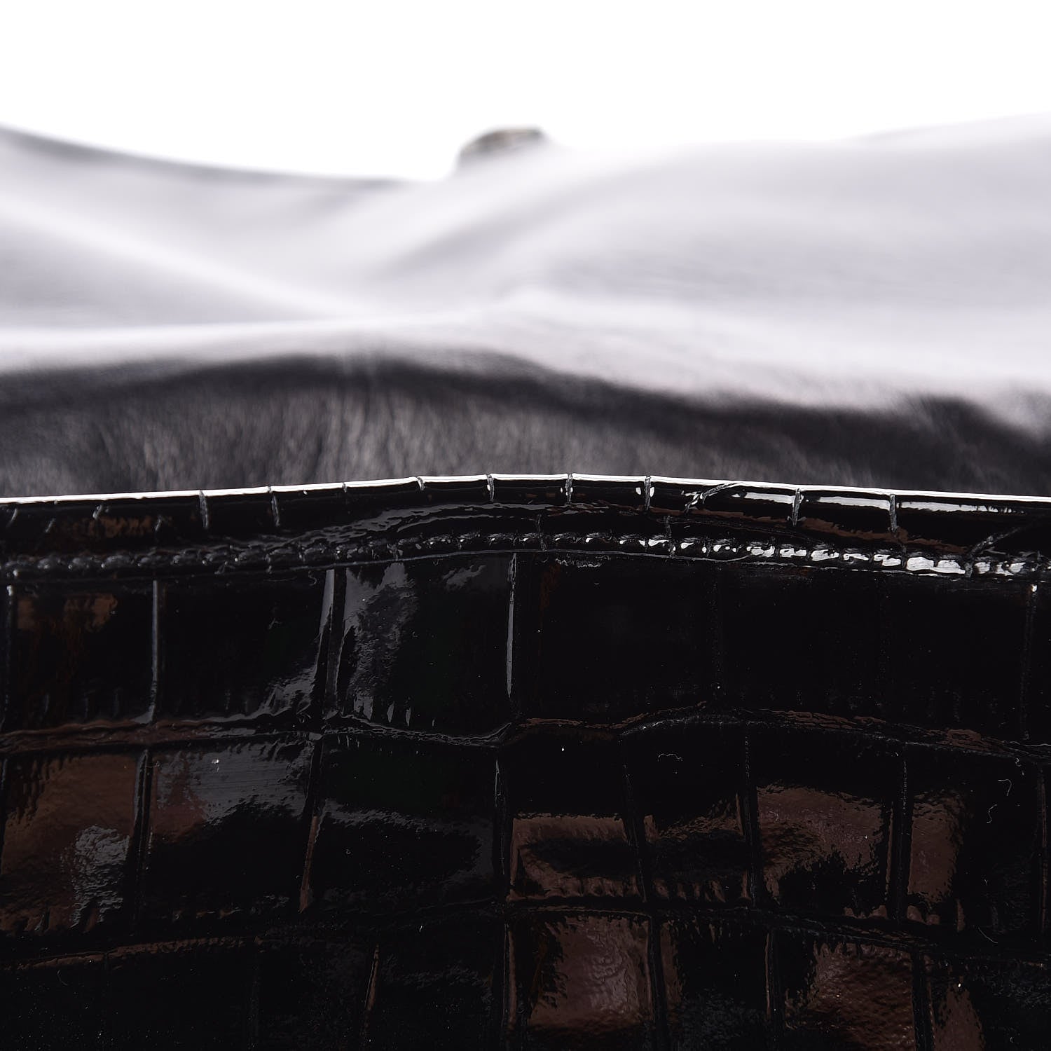 Saint Laurent Patent Crocodile Embossed Lambskin Monogram Medium Niki Chain Satchel Black 13 of 18