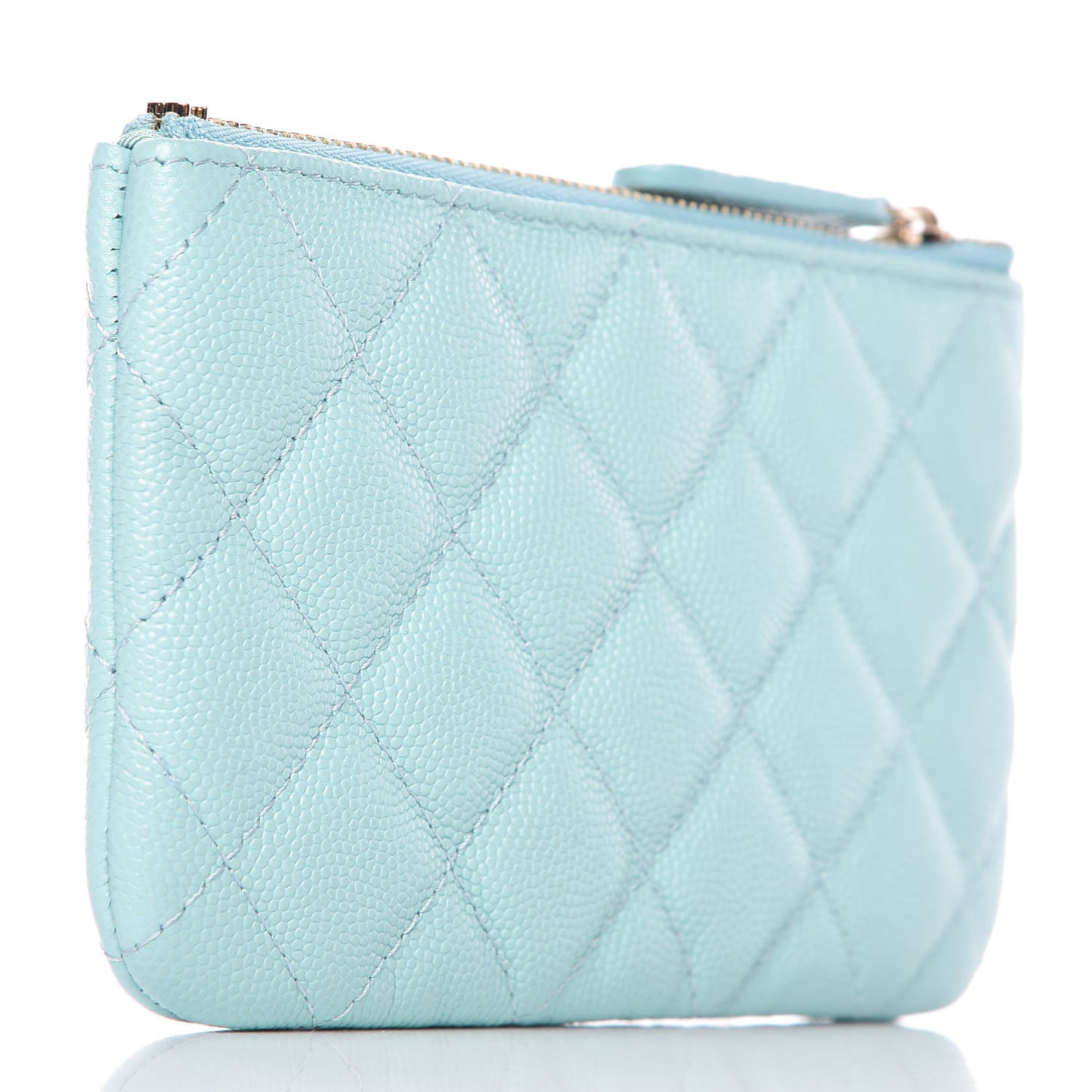 Caviar Quilted Small Cosmetic Case Light Blue