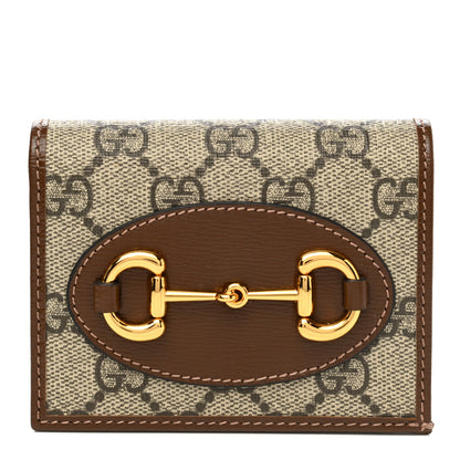Gucci GG Supreme Monogram Horsebit 1955 Card Case Wallet Beige Ebony Brown Sugar 1 of 8