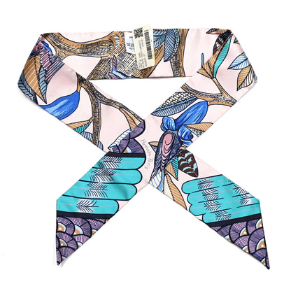 Hermes Silk Tree Of Song Twilly Rose Pale Turquoise 1 of 4