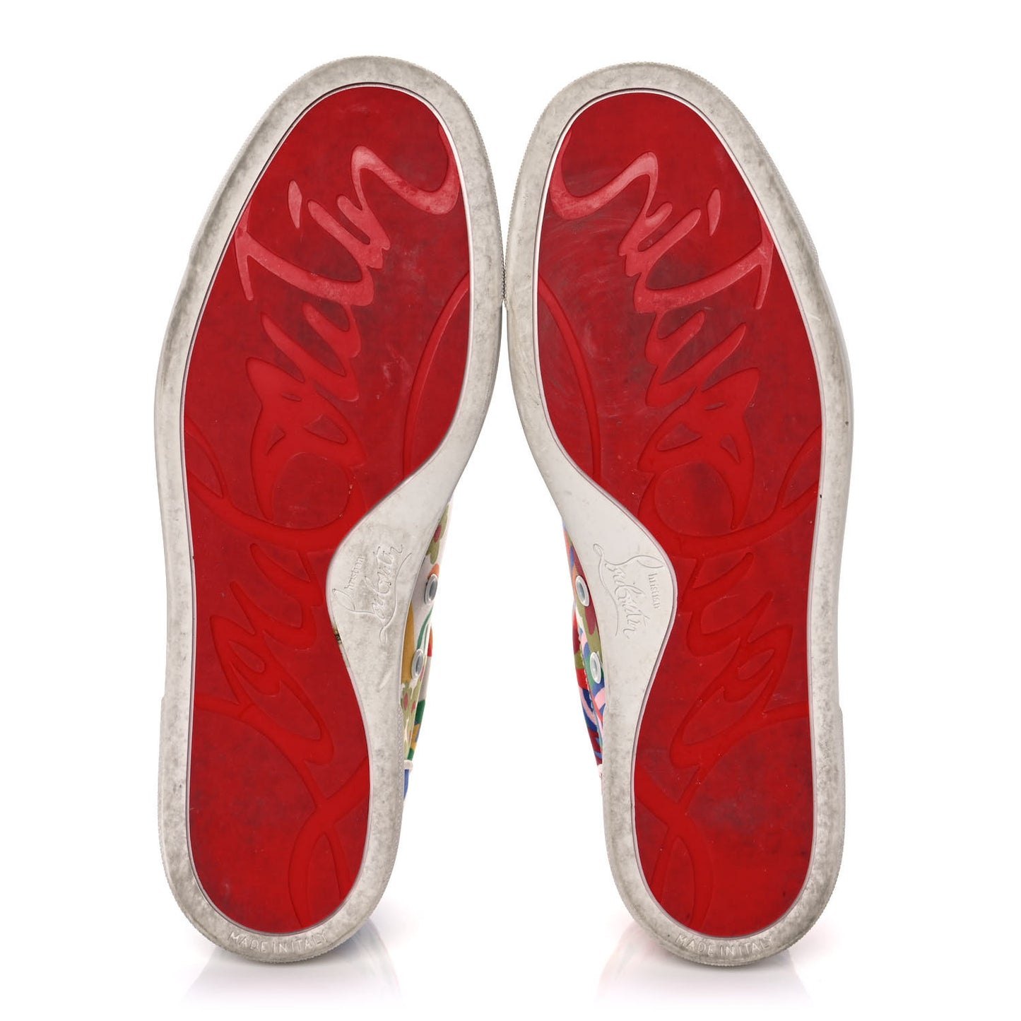 Calfskin Patent Satin Crepe Sneakers 38.5 White Multicolor