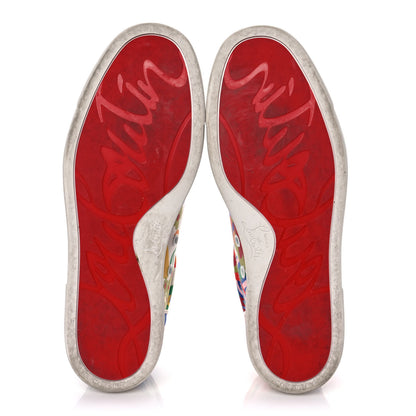 Christian Louboutin Calfskin Patent Satin Crepe Sneakers 38.5 White Multicolor 5 of 8