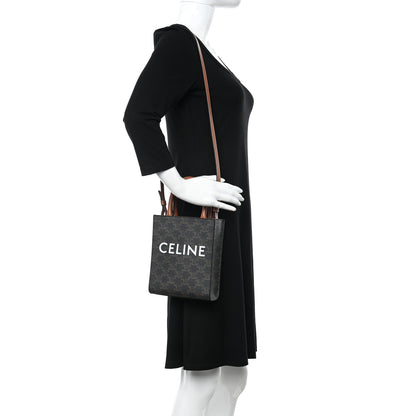 Celine Triomphe Canvas Calfskin Mini Vertical Cabas Tan 3 of 9