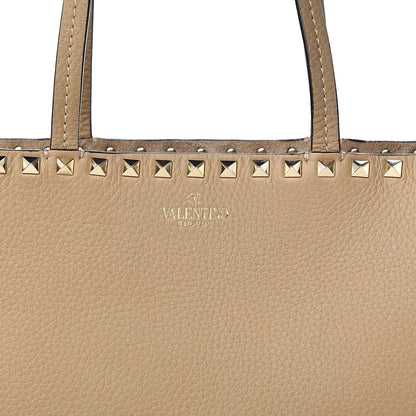 Valentino Garavani Grained Calfskin Small Rockstud Shoulder Tote Beige 9 of 9