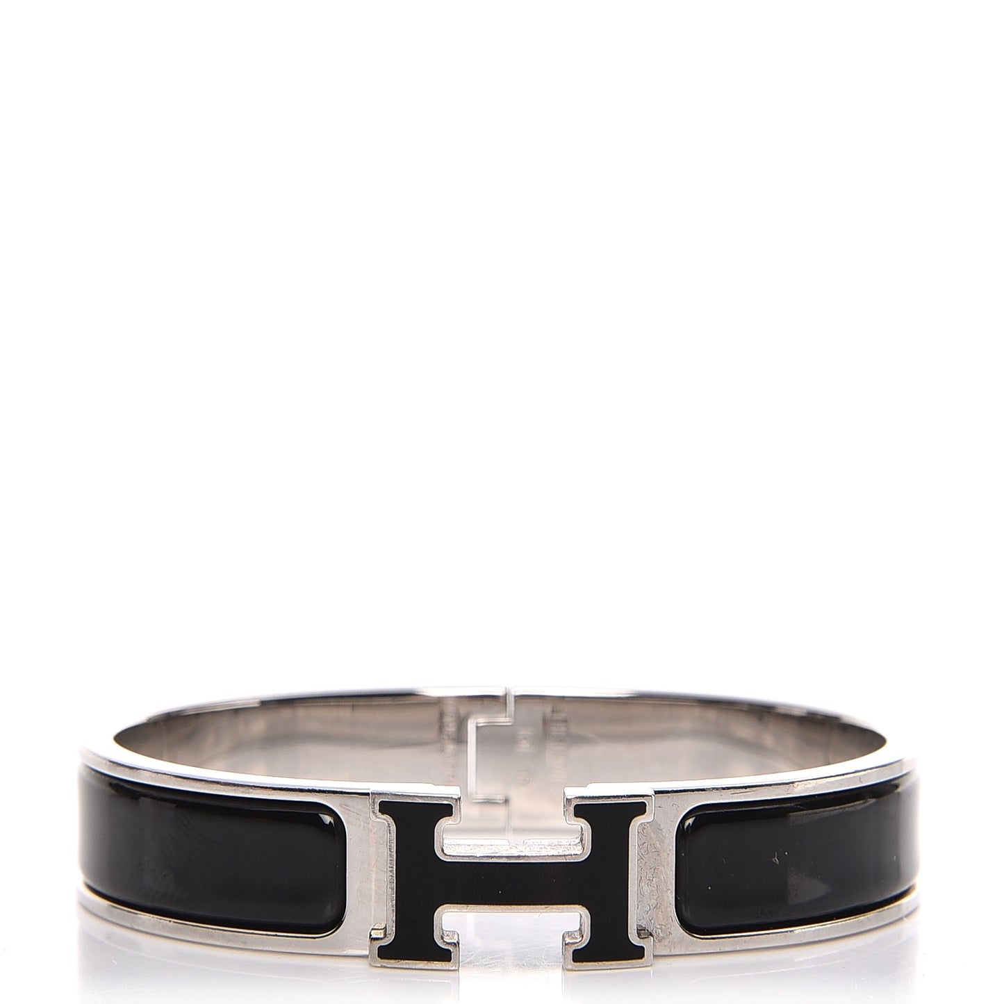 Enamel Narrow Clic Clac H Bracelet PM Black