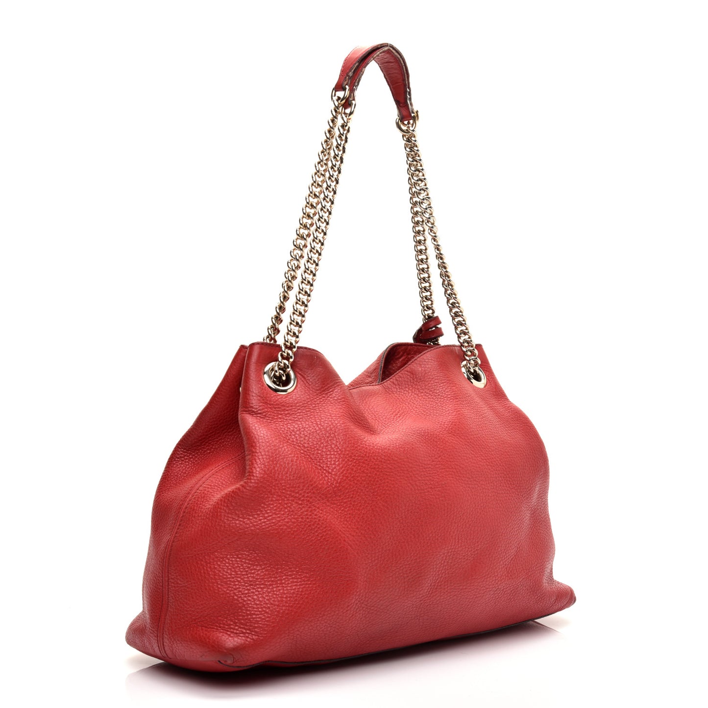 Pebbled Calfskin Medium Soho Chain Shoulder Bag Tabasco Red