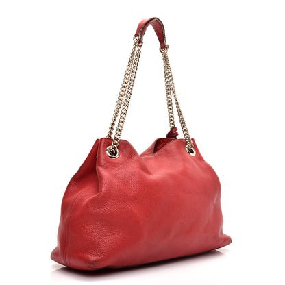 Gucci Pebbled Calfskin Medium Soho Chain Shoulder Bag Tabasco Red 3 of 13