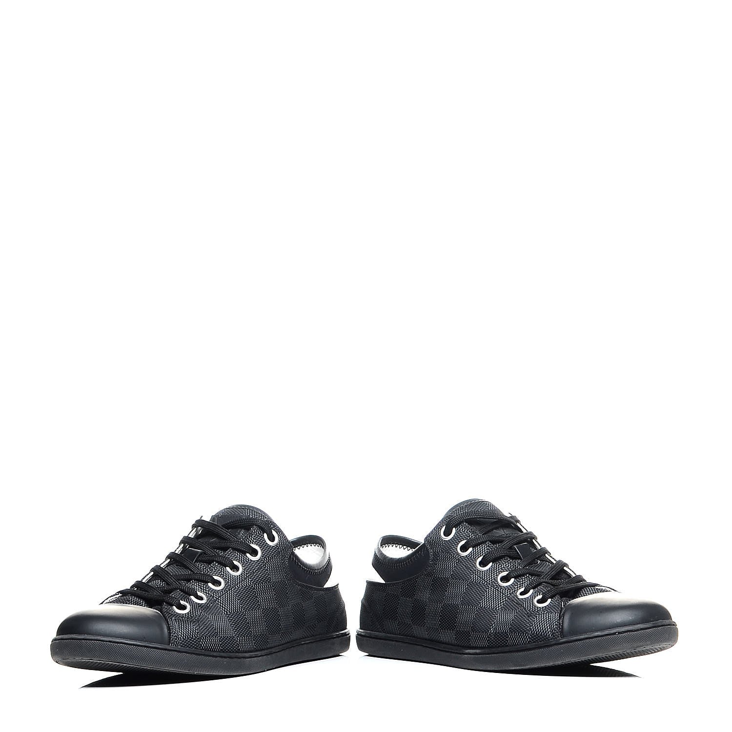 Louis Vuitton Lambskin Damier Graphite Baseball Sneakers 6 Black 7 of 8
