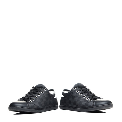 Louis Vuitton Lambskin Damier Graphite Baseball Sneakers 6 Black 7 of 8