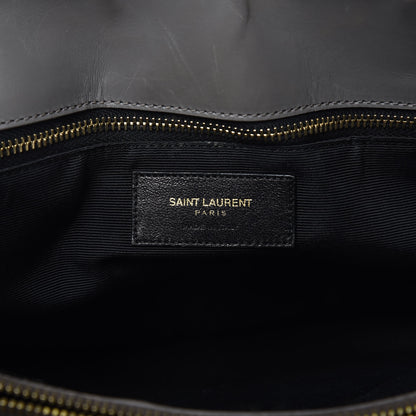 Saint Laurent Smooth Calfskin Matelasse Chevron Large Monogram Shopping Bag Grey 6 of 18