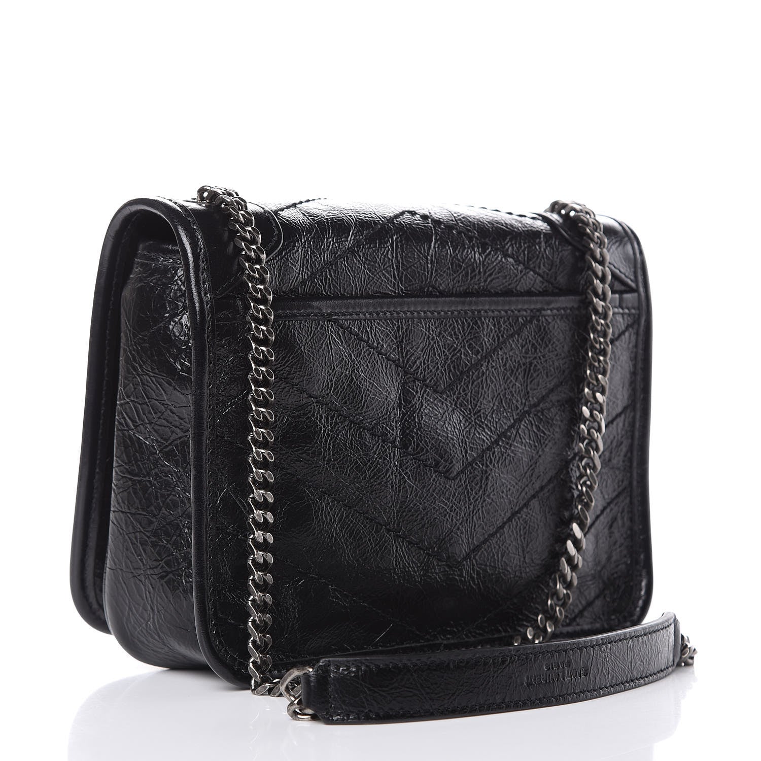 Saint Laurent Crinkled Calfskin Matelasse Monogram Niki Chain Wallet Black 3 of 9
