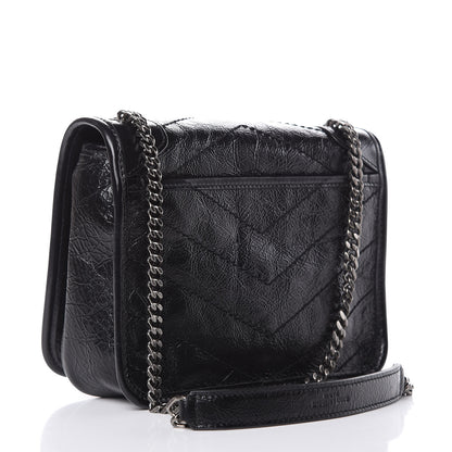 Saint Laurent Crinkled Calfskin Matelasse Monogram Niki Chain Wallet Black 3 of 9