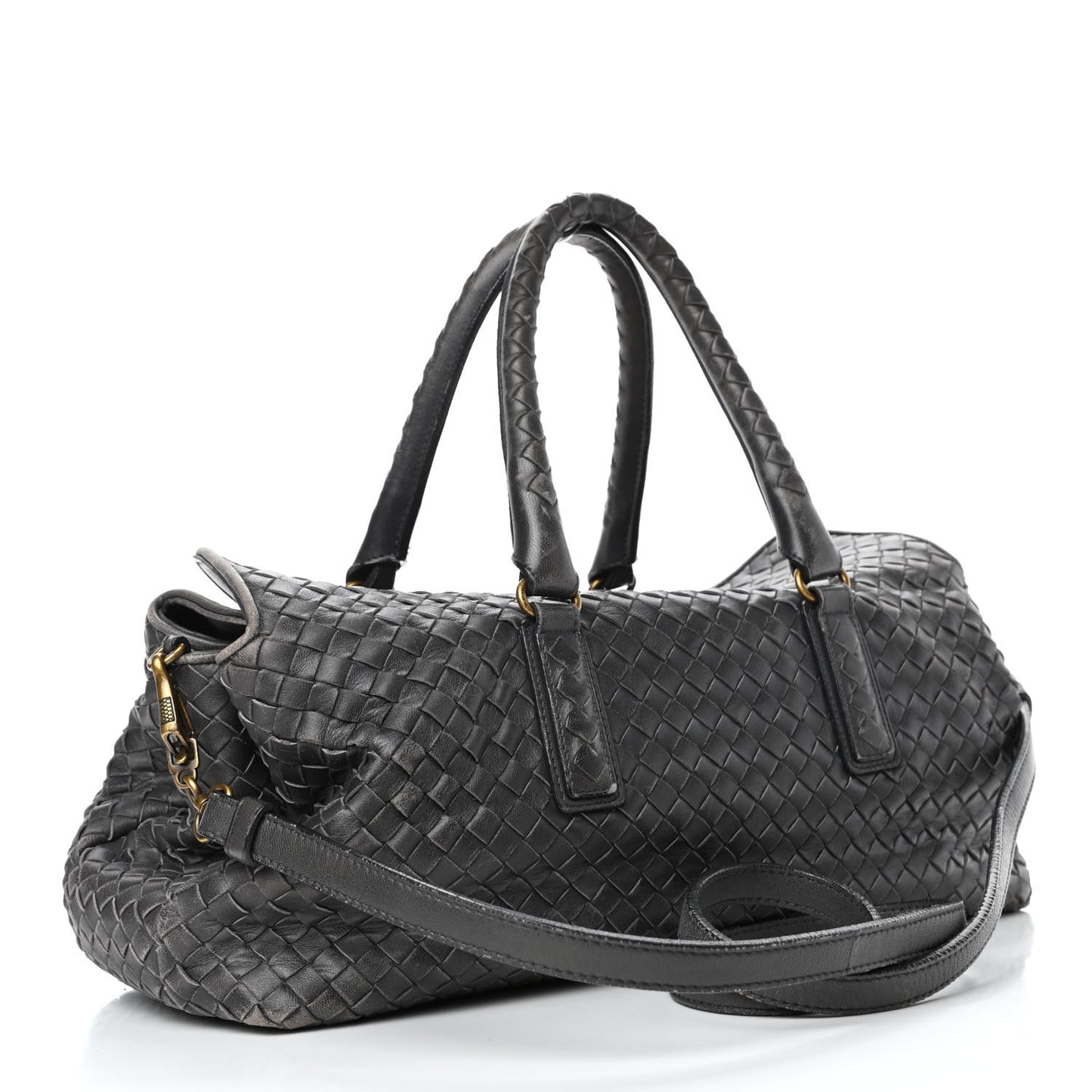 Nappa Intrecciato Convertible Duffel Ferro Gray