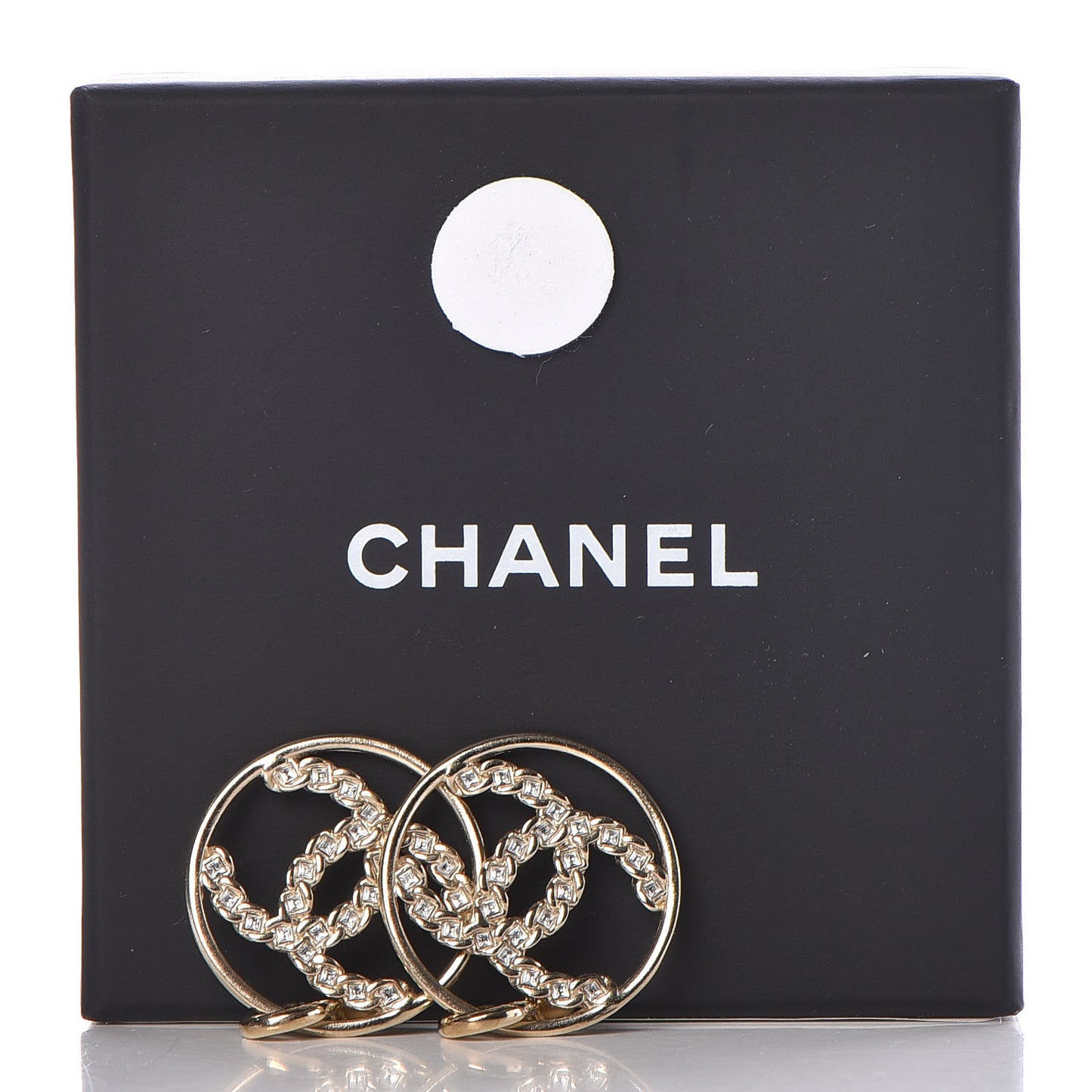 Crystal Chain Strass CC Drop Earrings Gold