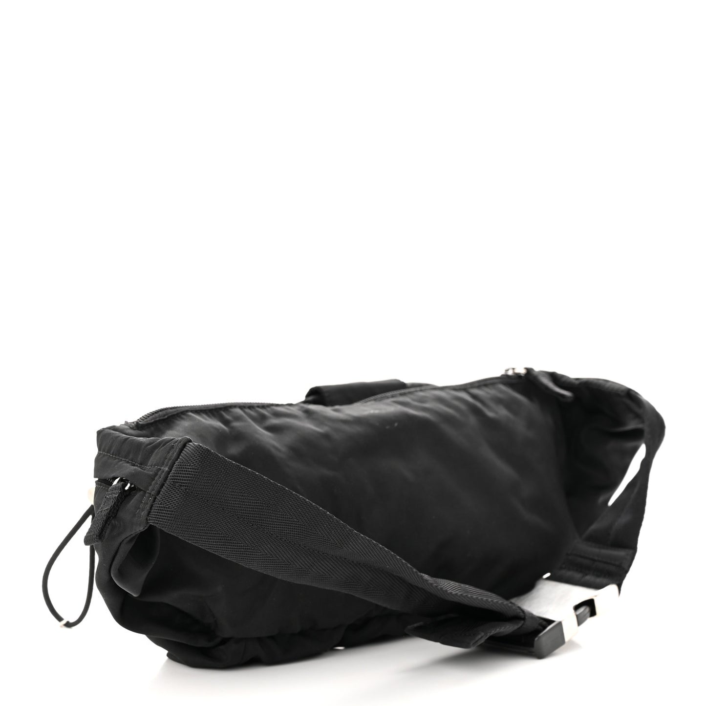 Nylon Metal Triple Pocket Belt Bag Black
