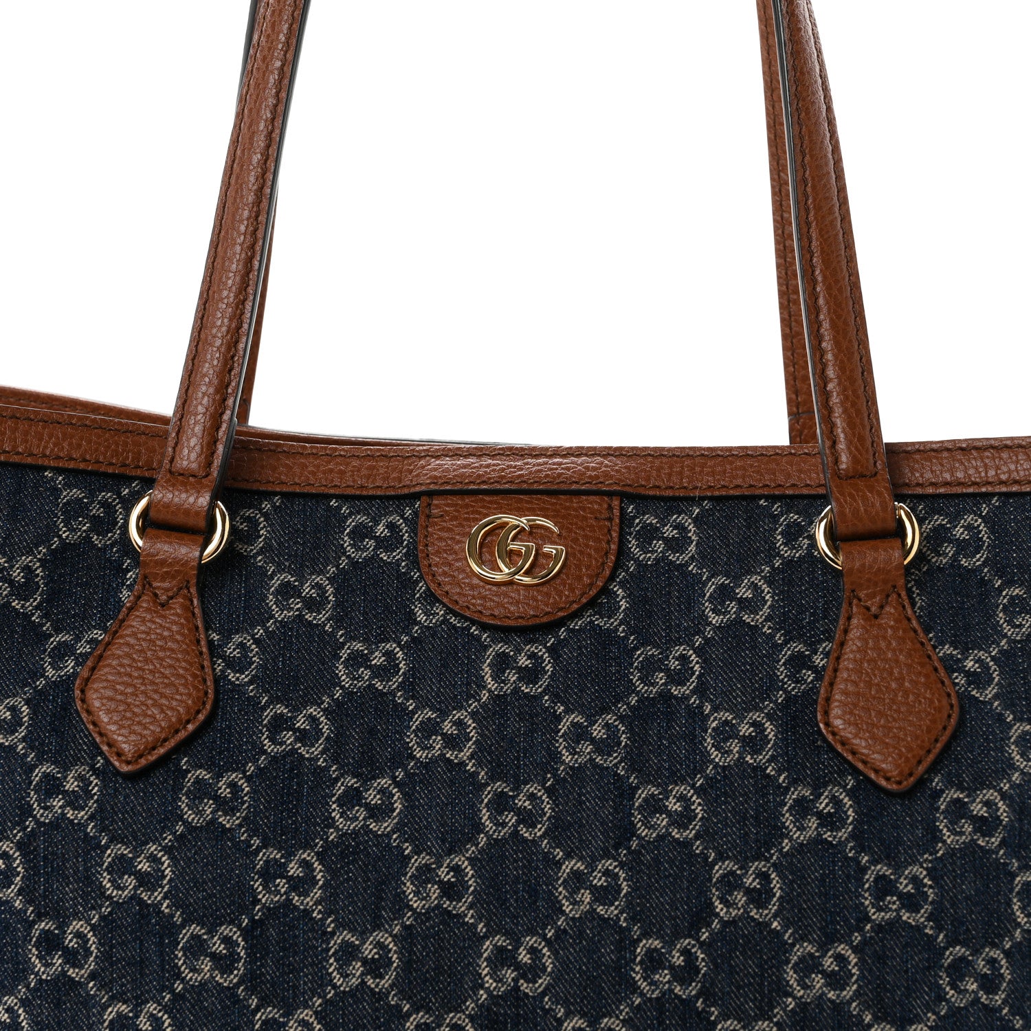 Gucci New Denim GG Monogram Medium Ophidia Shopping Tote Blue Tea Cuir 8 of 11