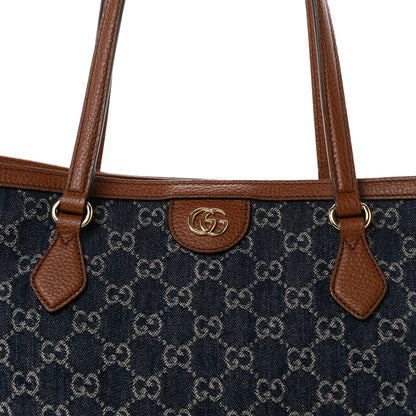 Gucci New Denim GG Monogram Medium Ophidia Shopping Tote Blue Tea Cuir 8 of 11