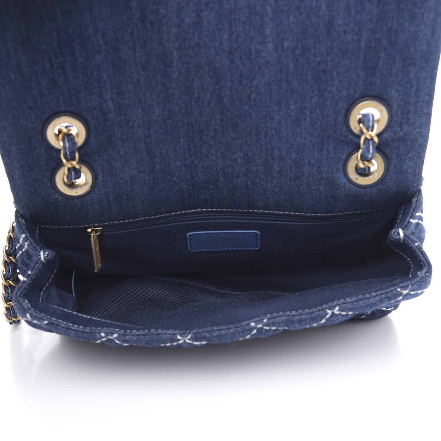 Denim Quilted Medium Denim Trip Single Flap Blue