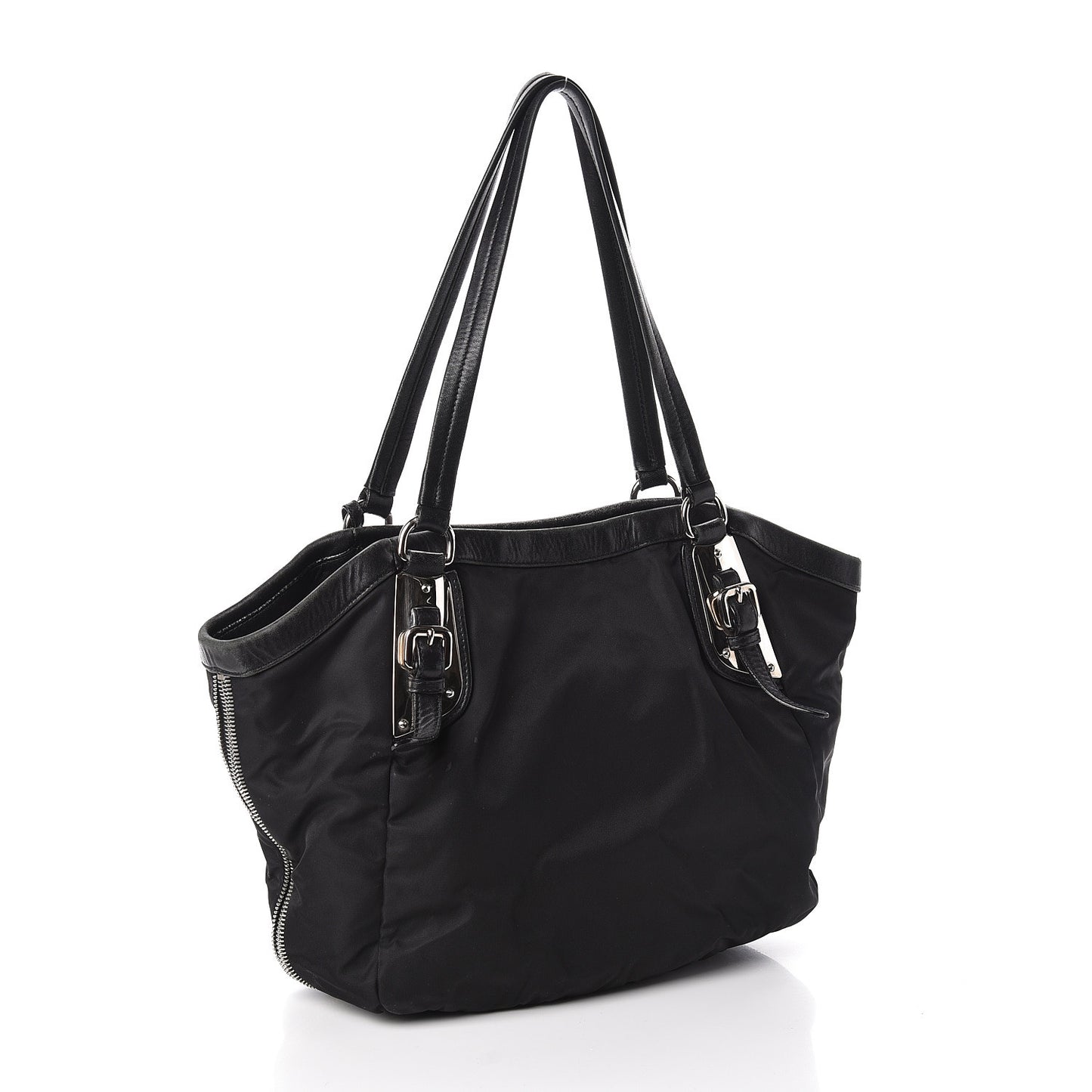 Tessuto Nylon Zip Around Shoulder Bag Black