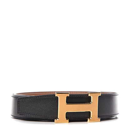 Hermes Box Togo 32mm H Belt 85 Black Gold 1 of 7