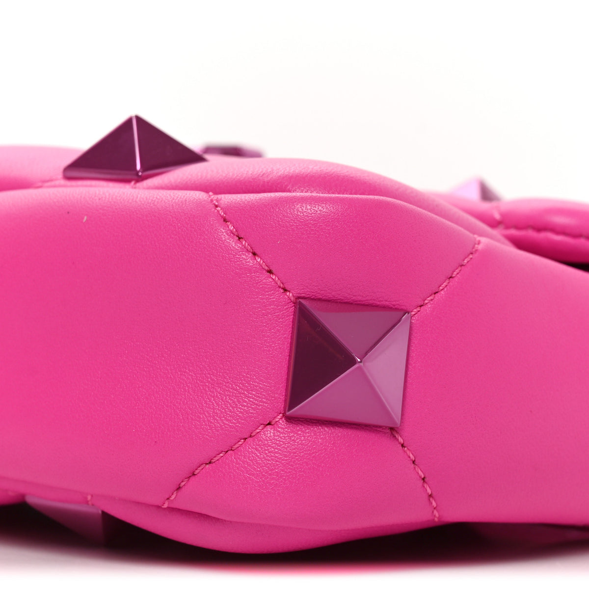 Valentino Garavani Nappa Lacquer Monochrome Small Roman Stud Shoulder Bag Pink PP 9 of 9