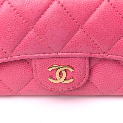Chanel Caviar Quilted Card Flap Holder Pink 13 of 17