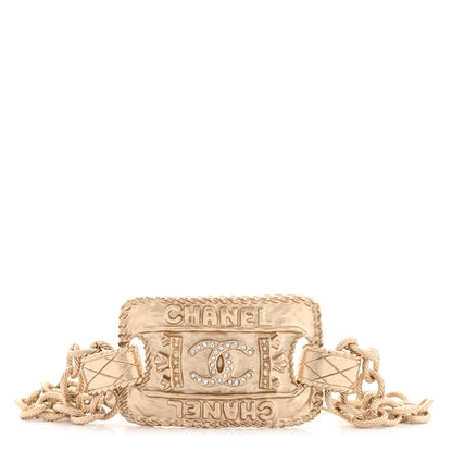 Chanel Crystal CC Crown Logo Chain Bracelet Gold 1 of 6