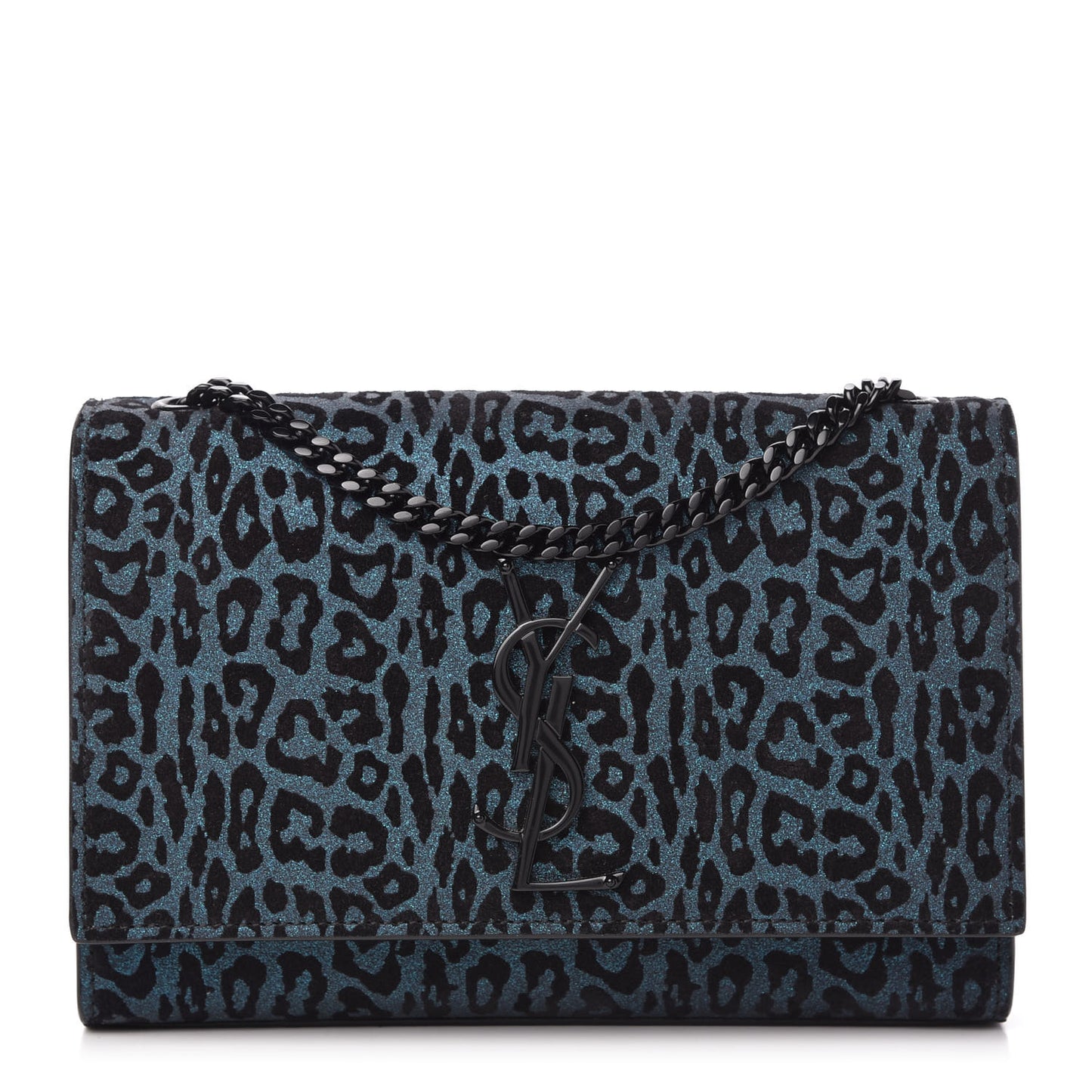 Glitter Leopard Small Monogram Kate Satchel Blue