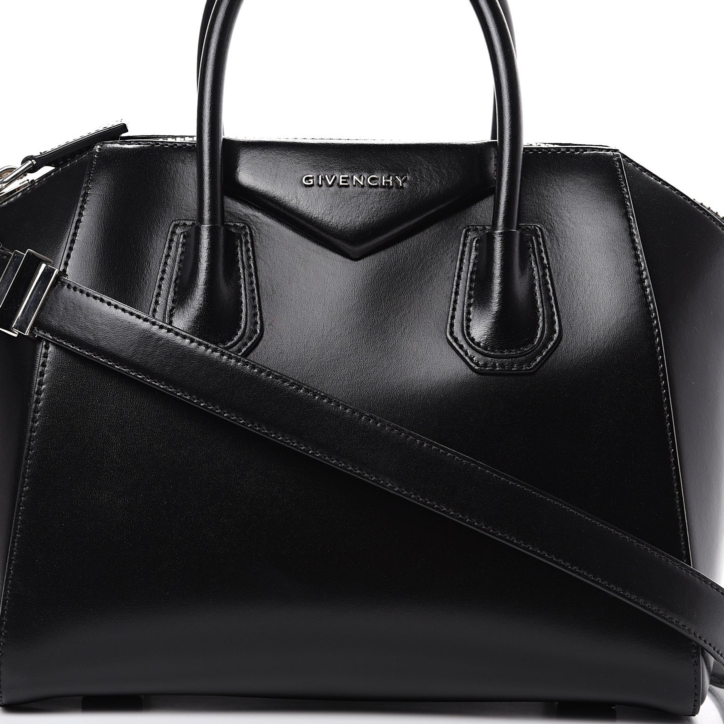 Shiny Lord Calfskin Small Antigona Black