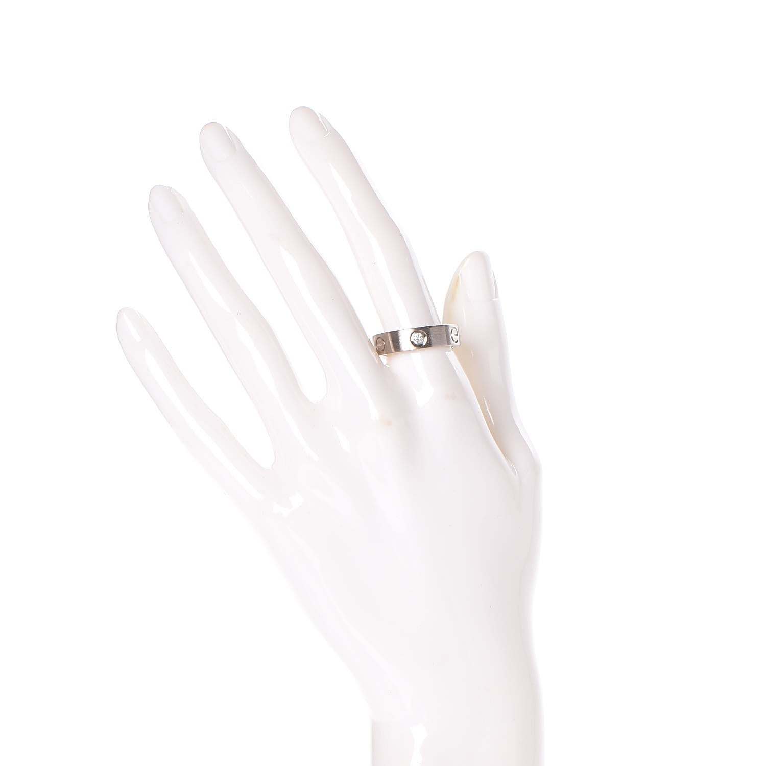 Cartier 18K White Gold Diamond 4mm LOVE Wedding Band Ring 58 8.5 2 of 5
