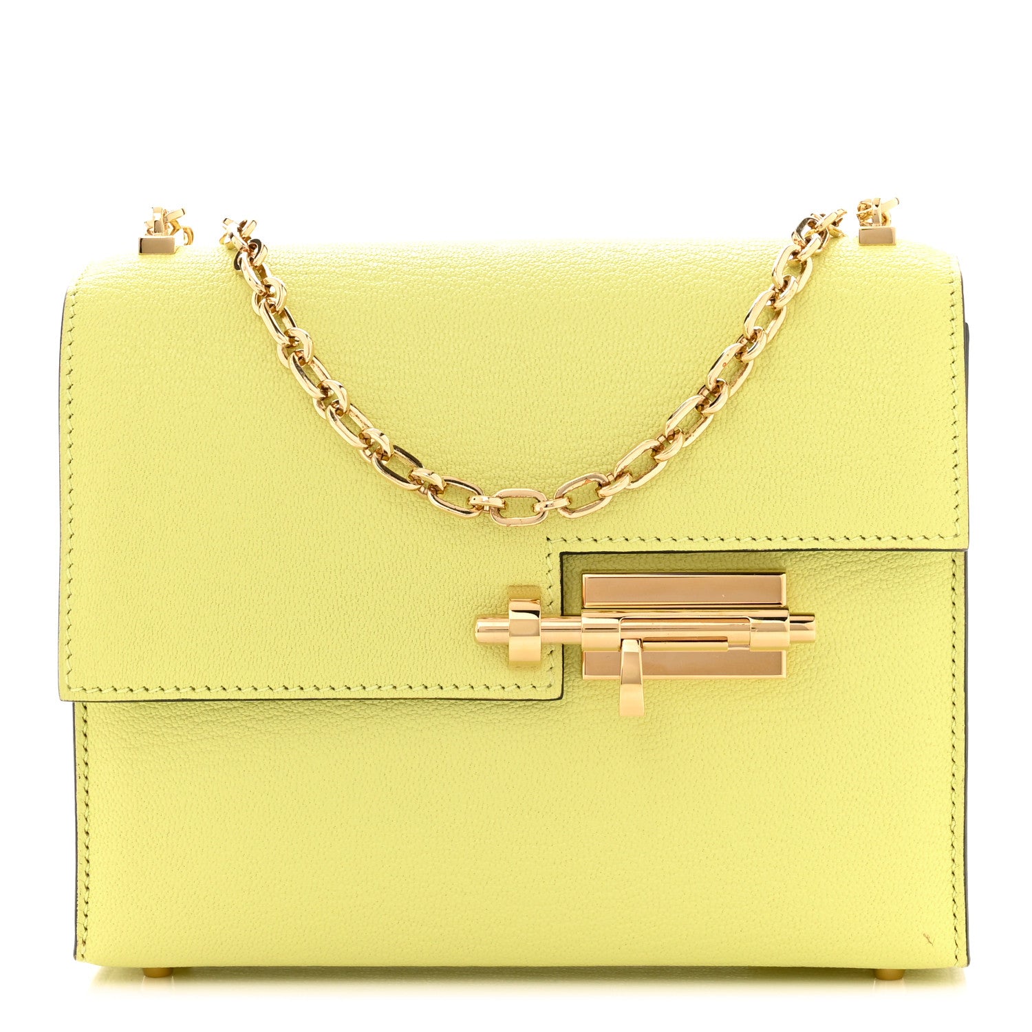 Hermes Chevre Mysore Mini Verrou Chaine Bag Jaune Bourgeon 1 of 13