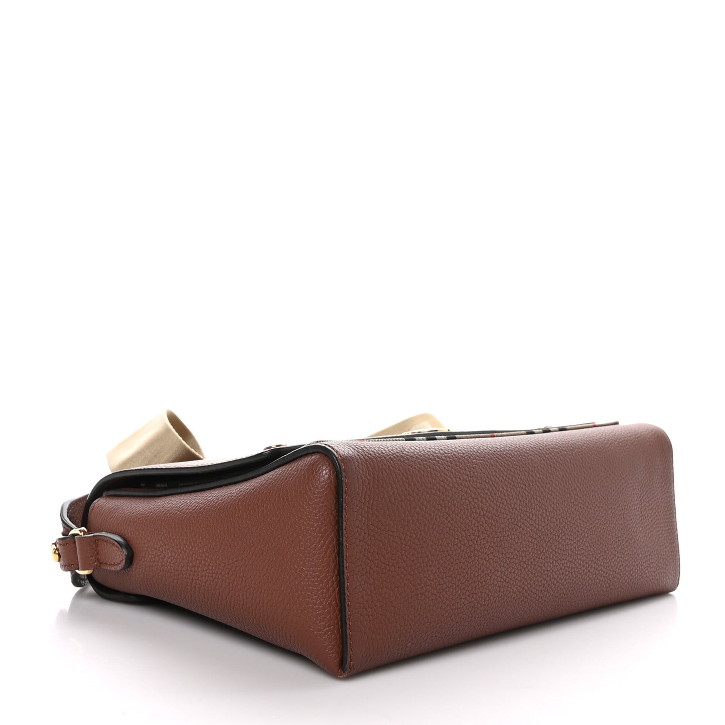 Grainy Calfskin Vintage Check Note Crossbody Bag Malt Brown