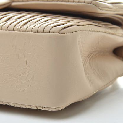 Chanel Calfskin Coco Pleats Medium Double Flap Beige 10 of 13
