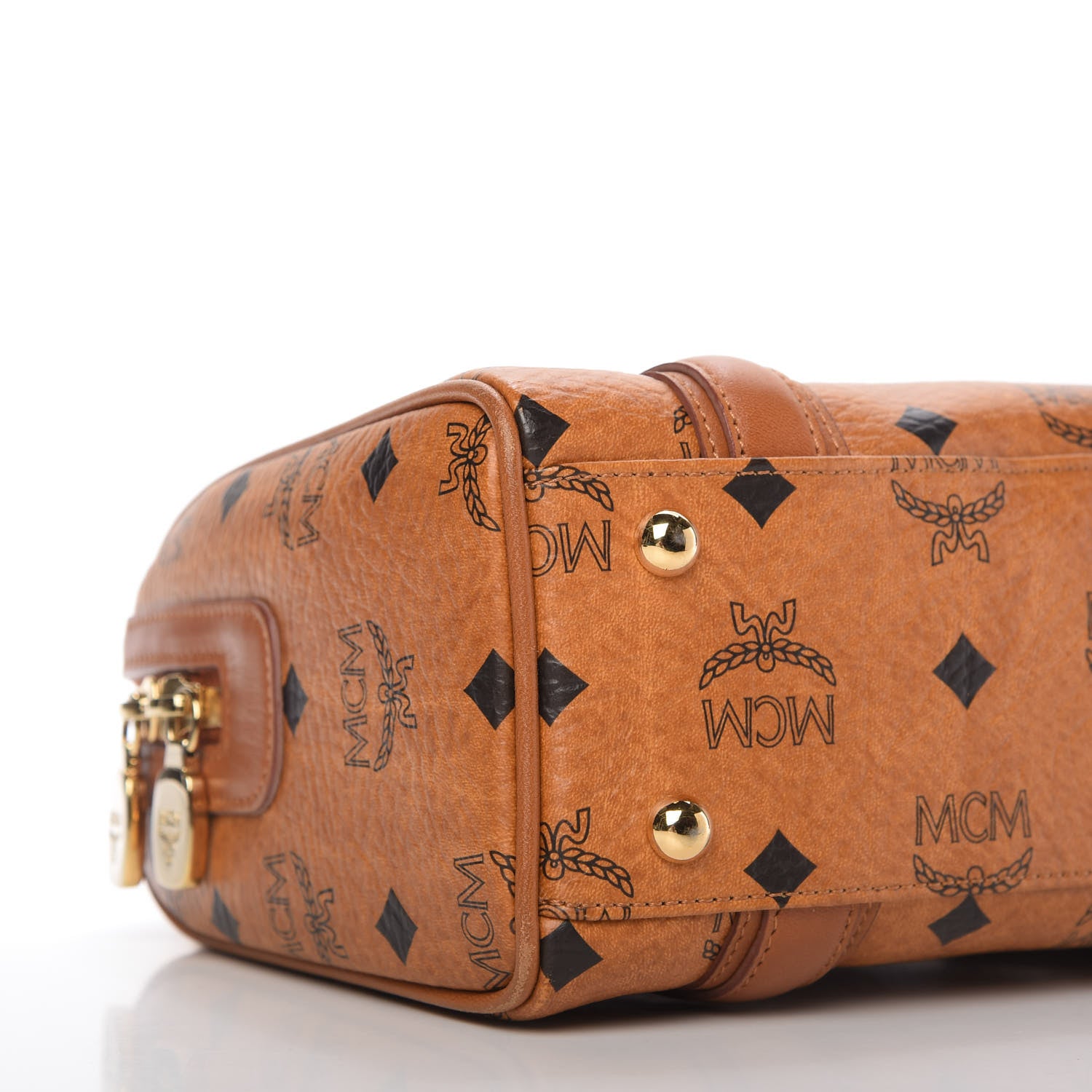 MCM Visetos Mini Boston Bag Cognac 6 of 13